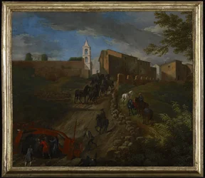 Coach and Travelers at Madonna del Riposo Near Rome